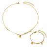 Wholesale Women's Stainless Steel 14K Gold Electroplated Frosted Ball Circle Pendant Necklace And Bracelet Set In Ins Geometric Style