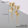 Wholesale Women's Stainless Steel 18K Gold Electroplated Geometric Hollow Butterfly Zircon Tassel Earrings Exquisite Highend Elegant Jewelry