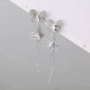 Wholesale Women's Stainless Steel 18K Gold Electroplated Geometric Hollow Butterfly Zircon Tassel Earrings Exquisite Highend Elegant Jewelry