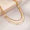 Wholesale Women's Stainless Steel 18K Gold Electroplated Geometric Multilayer Snake Bone Chain Necklace Minimalist Jewelry