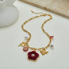 Wholesale Women's Stainless Steel 18K Gold Electroplated Geometric Pearl Bee Pendant Clavicle Necklace