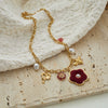 Wholesale Women's Stainless Steel 18K Gold Electroplated Geometric Pearl Bee Pendant Clavicle Necklace