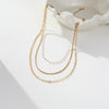 Wholesale Women's Stainless Steel 18K Gold Electroplated Geometric Pearl Threelayer Stacked Necklace Highend Jewelry
