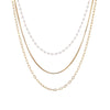 Wholesale Women's Stainless Steel 18K Gold Electroplated Geometric Pearl Threelayer Stacked Necklace Highend Jewelry