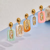 Wholesale Women's Stainless Steel 18K Gold Electroplated Geometric Seahorse Starfish Pearl Earrings Highend Jewelry