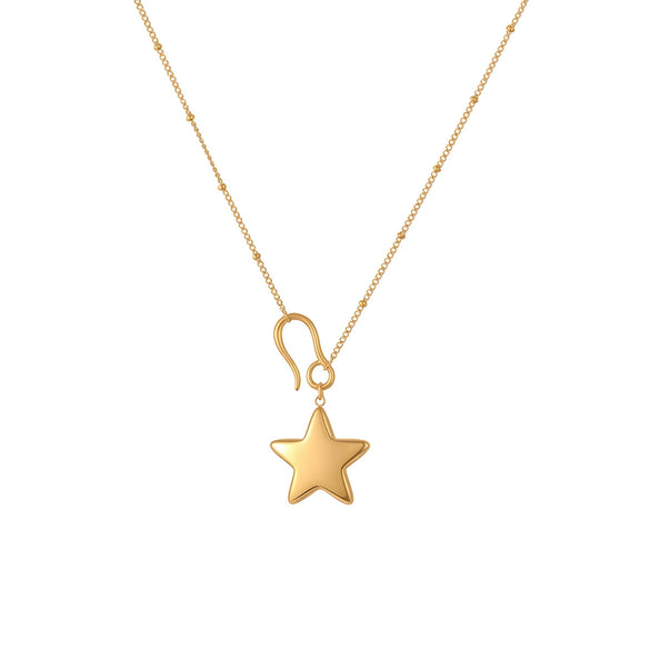 Wholesale Women's Stainless Steel 18K Gold Electroplated Geometric Star Pendant Necklace