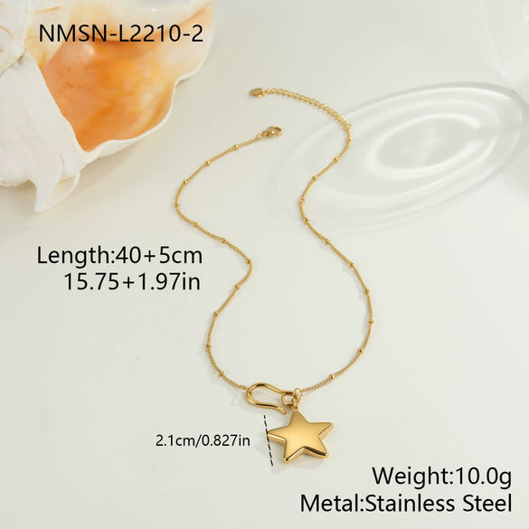 Wholesale Women's Stainless Steel 18K Gold Electroplated Geometric Star Pendant Necklace