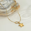 Wholesale Women's Stainless Steel 18K Gold Electroplated Geometric Star Pendant Necklace