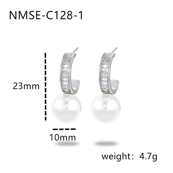 Wholesale Women's Stainless Steel 18K Gold Electroplated Geometric Stud Earrings In Retro Minimalist Style