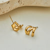 Wholesale Women's Stainless Steel 18K Gold Electroplated Geometric Wave Threelayer Fashion Minimalist Earrings
