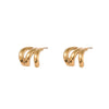 Wholesale Women's Stainless Steel 18K Gold Electroplated Geometric Wave Threelayer Fashion Minimalist Earrings