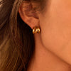Wholesale Women's Stainless Steel 18K Gold Electroplated Geometric Wave Threelayer Fashion Minimalist Earrings