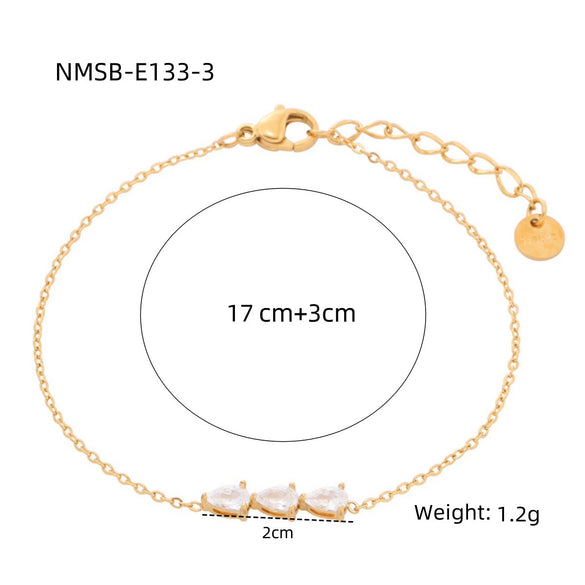 Wholesale Women's Stainless Steel 18K Gold Electroplated Heart Shape Bracelet Jewelry