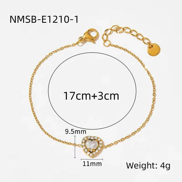 Wholesale Women's Stainless Steel 18K Gold Electroplated Heart Shape Bracelet Jewelry