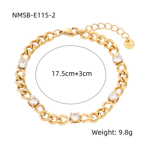 Wholesale Women's Stainless Steel 18K Gold Electroplated Heart Shape Bracelet Jewelry