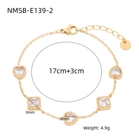Wholesale Women's Stainless Steel 18K Gold Electroplated Heart Shape Bracelet Jewelry