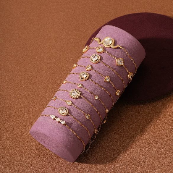 Wholesale Women's Stainless Steel 18K Gold Electroplated Heart Shape Bracelet Jewelry
