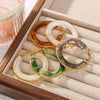 Wholesale Women's Stainless Steel 18K Gold Electroplated Hollow Geometric Resin Earrings