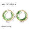 Wholesale Women's Stainless Steel 18K Gold Electroplated Hollow Geometric Resin Earrings