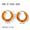 Wholesale Women's Stainless Steel 18K Gold Electroplated Hollow Geometric Resin Earrings