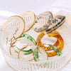 Wholesale Women's Stainless Steel 18K Gold Electroplated Hollow Geometric Resin Earrings