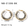 Wholesale Women's Stainless Steel 18K Gold Electroplated Hollow Geometric Resin Earrings