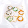 Wholesale Women's Stainless Steel 18K Gold Electroplated Hollow Geometric Resin Earrings