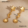 Wholesale Women's Stainless Steel 18K Gold Electroplated Star And Moon Pattern Earrings