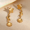 Wholesale Women's Stainless Steel 18K Gold Electroplated Star And Moon Pattern Earrings