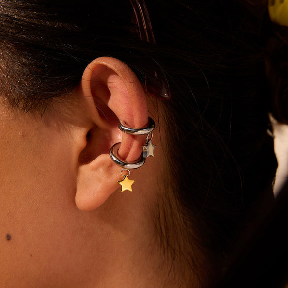 Wholesale Women's Stainless Steel 18K Gold Electroplated Star Shaped Ear Clip Earrings