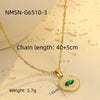 Wholesale Women's Stainless Steel 18K Gold Geometric Green Zircon Electroplated Necklace
