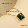 Wholesale Women's Stainless Steel 18K Gold Geometric Green Zircon Electroplated Necklace