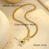 Wholesale Women's Stainless Steel 18K Gold Geometric Green Zircon Electroplated Necklace