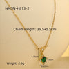 Wholesale Women's Stainless Steel 18K Gold Geometric Green Zircon Electroplated Necklace