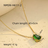 Wholesale Women's Stainless Steel 18K Gold Geometric Green Zircon Electroplated Necklace