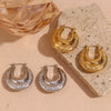 Wholesale Women's Stainless Steel 18K Gold Plated Asymmetrical Geometric Convex Hollow Fashion Earrings