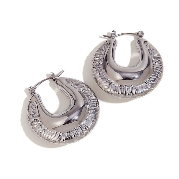 Wholesale Women's Stainless Steel 18K Gold Plated Asymmetrical Geometric Convex Hollow Fashion Earrings