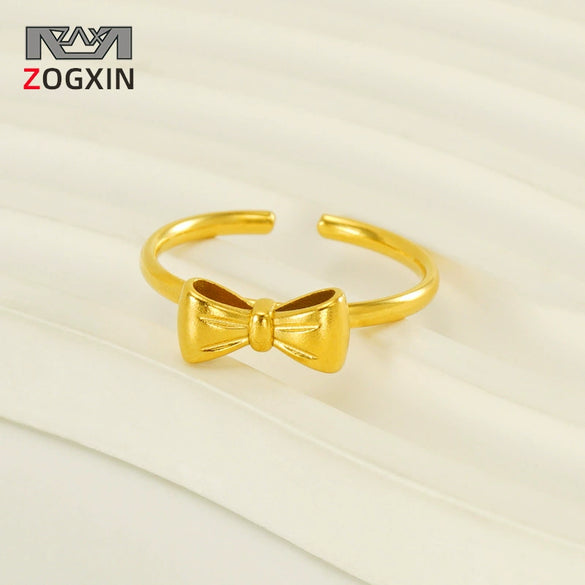Wholesale Women's 316L Stainless Steel 18K Gold Plated Bow Design Ring
