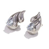 Wholesale Women's Stainless Steel 18K Gold Plated Drop Shape Zircon Earrings