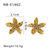 Wholesale Women's Stainless Steel 18K Gold Plated Earrings With Butterfly Flower Diamond Set And Geometric Pattern