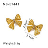 Wholesale Women's Stainless Steel 18K Gold Plated Earrings With Butterfly Flower Diamond Set And Geometric Pattern