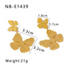 Wholesale Women's Stainless Steel 18K Gold Plated Earrings With Butterfly Flower Diamond Set And Geometric Pattern