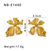 Wholesale Women's Stainless Steel 18K Gold Plated Earrings With Butterfly Flower Diamond Set And Geometric Pattern