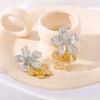 Wholesale Women's Stainless Steel 18K Gold Plated Flower Design Earrings With Advanced Design Sense And Retro Style