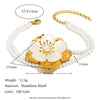Wholesale Women's Stainless Steel 18K Gold Plated Flower Imitation Pearl Bracelet With Electroplating Ins Style Niche Temperament Hand Jewelry