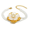 Wholesale Women's Stainless Steel 18K Gold Plated Flower Imitation Pearl Bracelet With Electroplating Ins Style Niche Temperament Hand Jewelry