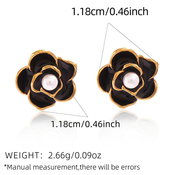 Wholesale Women's Stainless Steel 18K Gold Plated Flower Pattern Earrings With Light Luxury Design