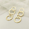 Wholesale Women's Stainless Steel 14K Gold Plated French Retro Round Stitching Tassel Earrings
