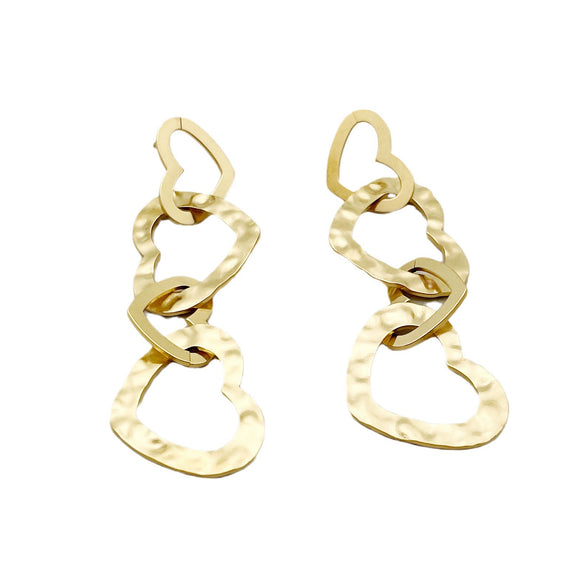 Wholesale Women's Stainless Steel 14K Gold Plated French Retro Tassel Earrings With Stitching
