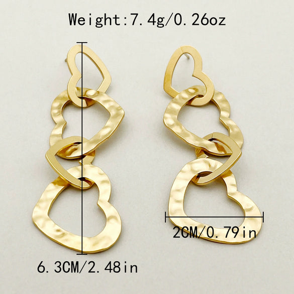 Wholesale Women's Stainless Steel 14K Gold Plated French Retro Tassel Earrings With Stitching